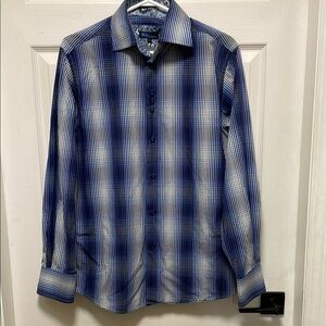 BLU By Polifroni |Cotton|Long Sleeve|M | Collared|Blue & White|Button Down Shirt